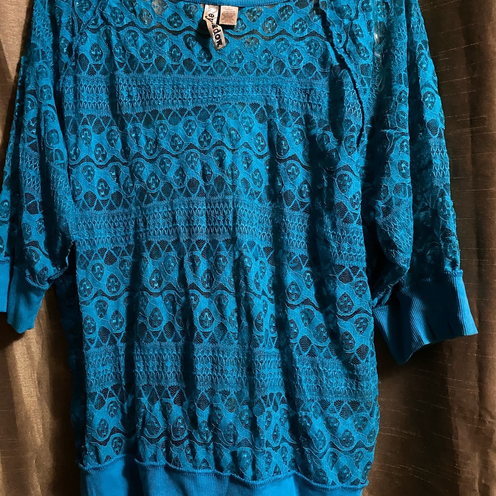Teal sheer top
